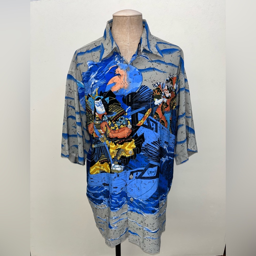 Vintage Phat Farm Samurai Cotton Collared Short Sleeve Button Down Shirt XL